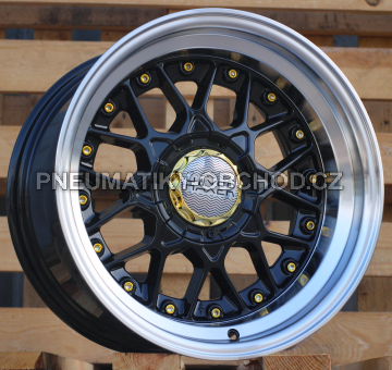 Alu kola Racing Line A8078, 16x8 8x100 ET15, Černá + leštěný límec