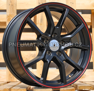 Alu kola Racing Line B5253, 16x7 5x100 ET36, černá matná + červený límec