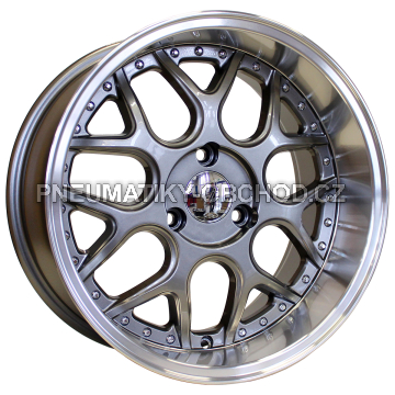 Alu kola Racing Line FR762, 17x8.5 4x100 ET20, šedivá + leštěný límec