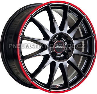 Alu kola RONAL R54 MCR, 16x7 4x98 ET35, černá lesklá s červenou linkou