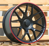 Alu kola Racing Line B1258, 20x8.5 5x112 ET38, černá matná + červený límec (zátěžová)