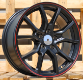 Alu kola Racing Line B5253, 16x7 5x108 ET36, černá matná + červený límec