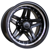 Alu kola Racing Line BK936, 16x10 6x139.7 ET-44, Černá matná + leštěný límec