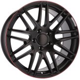 Alu kola Racing Line 8102, 20x9.5 5x130 ET33, černá matná + červený límec