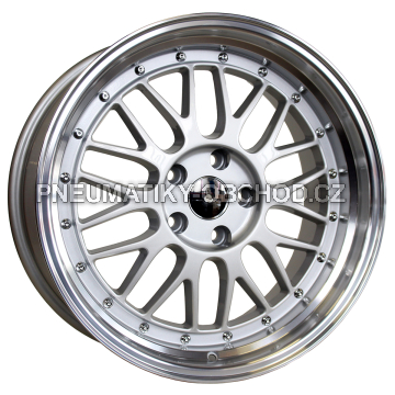 Alu kola Racing Line A1025, 18x8 5x120 ET20, stříbrná + leštěný límec