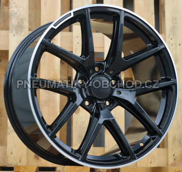 Alu kola Racing Line A8221, 20x10 5x130 ET35, Černá + leštěný límec