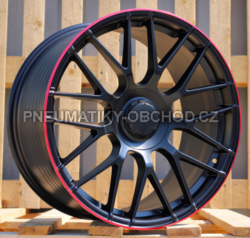 Alu kola Racing Line B1268, 18x8 5x112 ET45, černá matná + červený límec