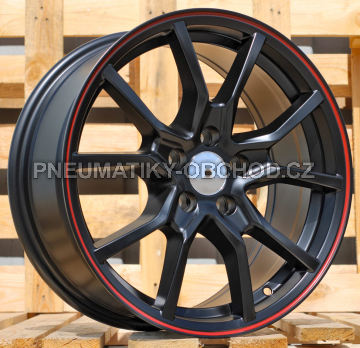 Alu kola Racing Line B5253, 16x7 5x108 ET36, černá matná + červený límec