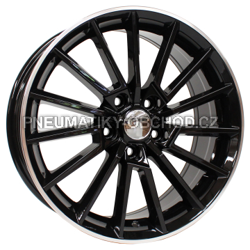 Alu kola Racing Line B5969, 17x7 5x100 ET46, Černá + leštěný límec