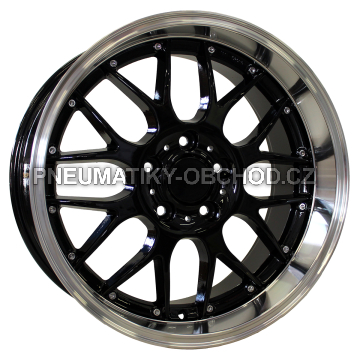 Alu kola Racing Line BY773, 18x9 5x120 ET38, Černá + leštěný límec