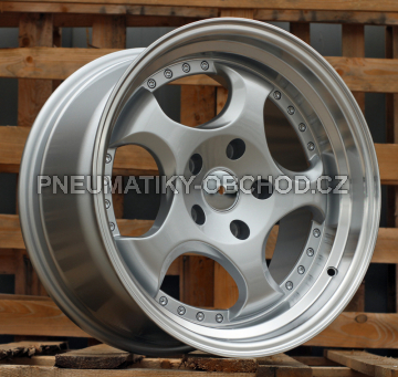 Alu kola Racing Line L2384, 17x8.5 5x120 ET25, stříbrná + leštěný límec