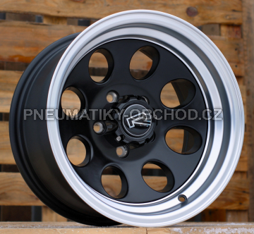 Alu kola Racing Line XF171, 15x8 5x114.3 ET20, Černá matná + leštěný límec