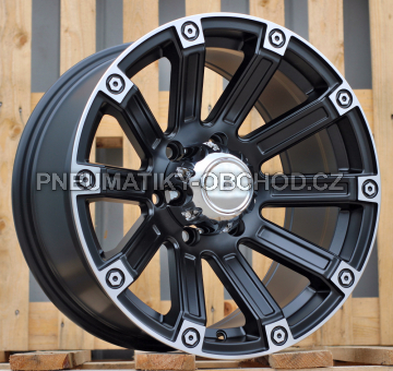 Alu kola Racing Line Y0210, 17x8.5 6x139.7 ET, Černá matná + leštěný límec (zátěžová)