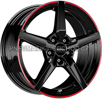 Alu kola RONAL R69, 17x7.5 5x112 ET45, černá lesklá s červenou linkou (zátěžová)