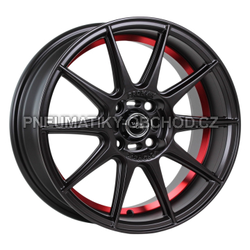 Alu kola Racing Line B5705, 15x7 4x100 ET38, černá matná + červený límec